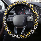 New Zealand Kowhai Taniko Motifs Steering Wheel Cover Maori Poi Dance Costume Inspired
