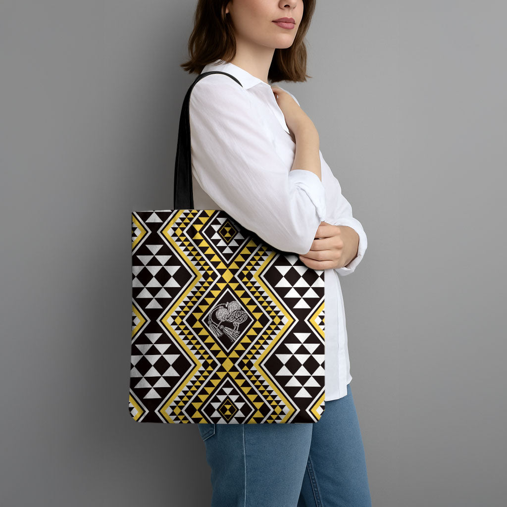 New Zealand Kowhai Taniko Motifs Tote Bag Maori Poi Dance Costume Inspired