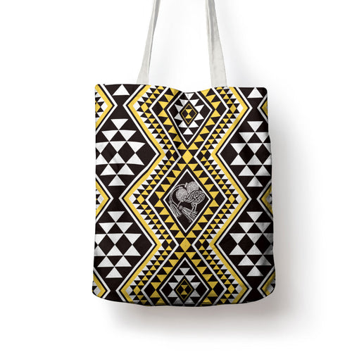New Zealand Kowhai Taniko Motifs Tote Bag Maori Poi Dance Costume Inspired