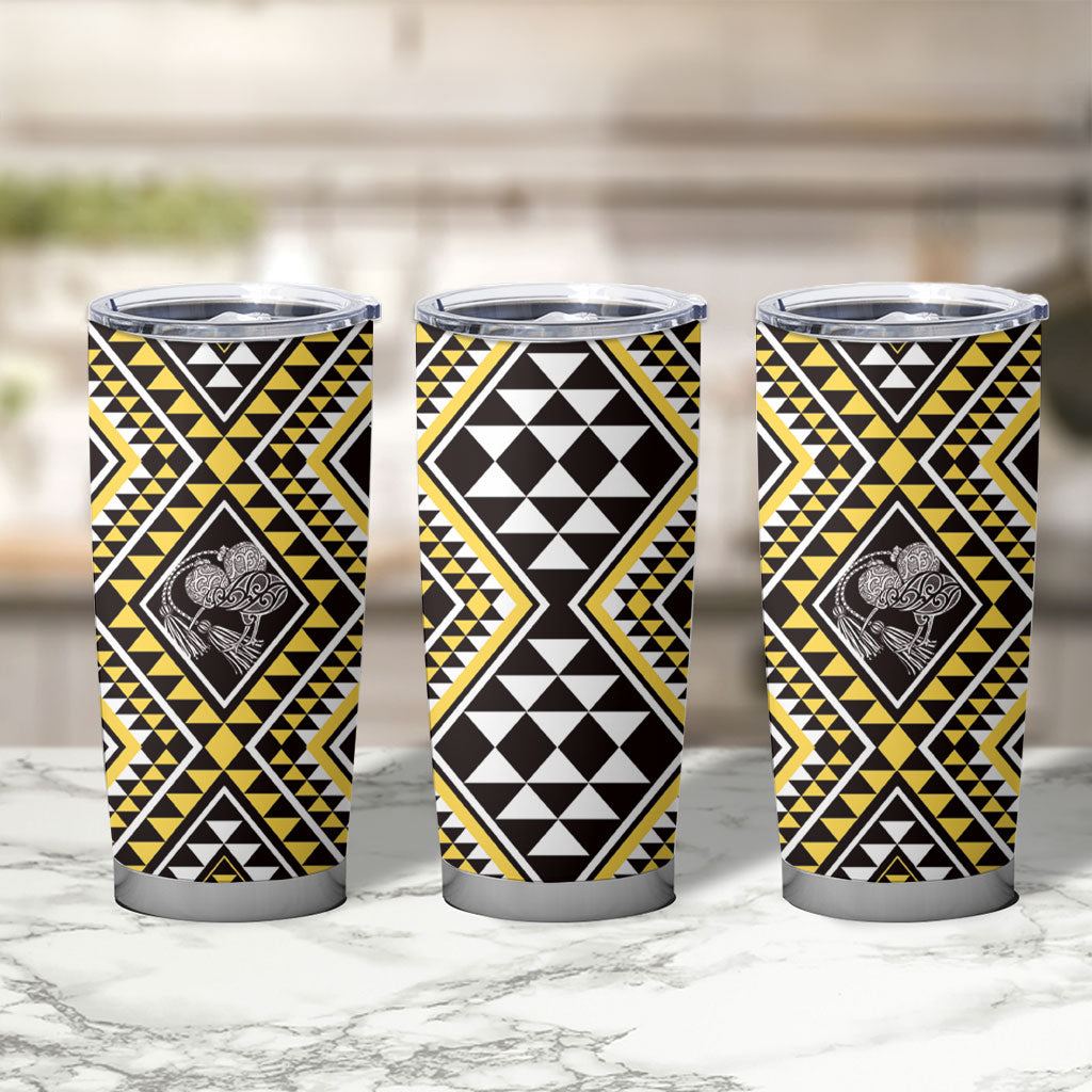 New Zealand Kowhai Taniko Motifs Tumbler Cup Maori Poi Dance Costume Inspired