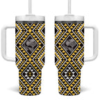 New Zealand Kowhai Taniko Motifs Tumbler With Handle Maori Poi Dance Costume Inspired