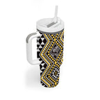 New Zealand Kowhai Taniko Motifs Tumbler With Handle Maori Poi Dance Costume Inspired