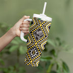 New Zealand Kowhai Taniko Motifs Tumbler With Handle Maori Poi Dance Costume Inspired