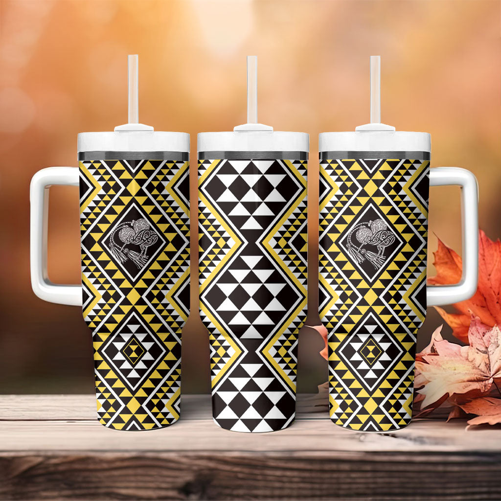 New Zealand Kowhai Taniko Motifs Tumbler With Handle Maori Poi Dance Costume Inspired