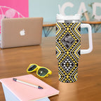 New Zealand Kowhai Taniko Motifs Tumbler With Handle Maori Poi Dance Costume Inspired