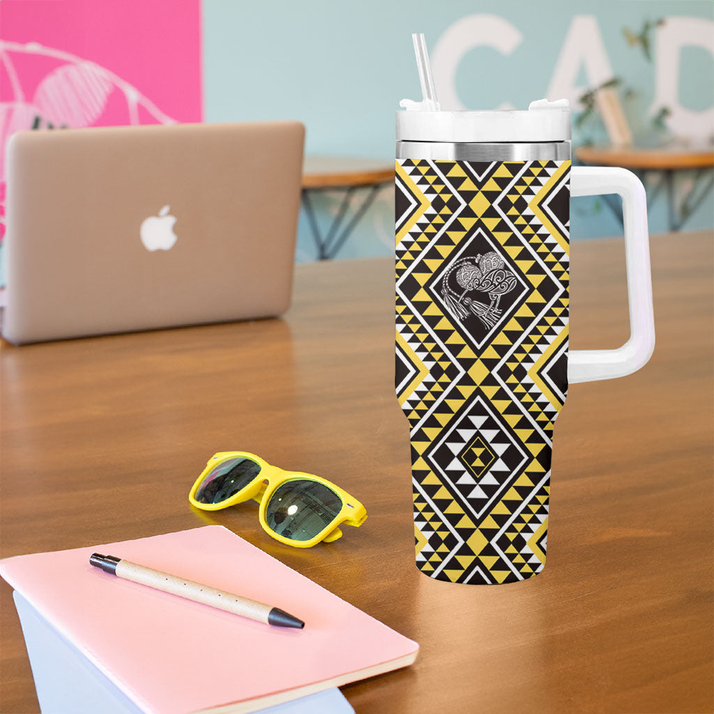 New Zealand Kowhai Taniko Motifs Tumbler With Handle Maori Poi Dance Costume Inspired
