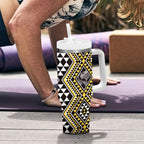 New Zealand Kowhai Taniko Motifs Tumbler With Handle Maori Poi Dance Costume Inspired