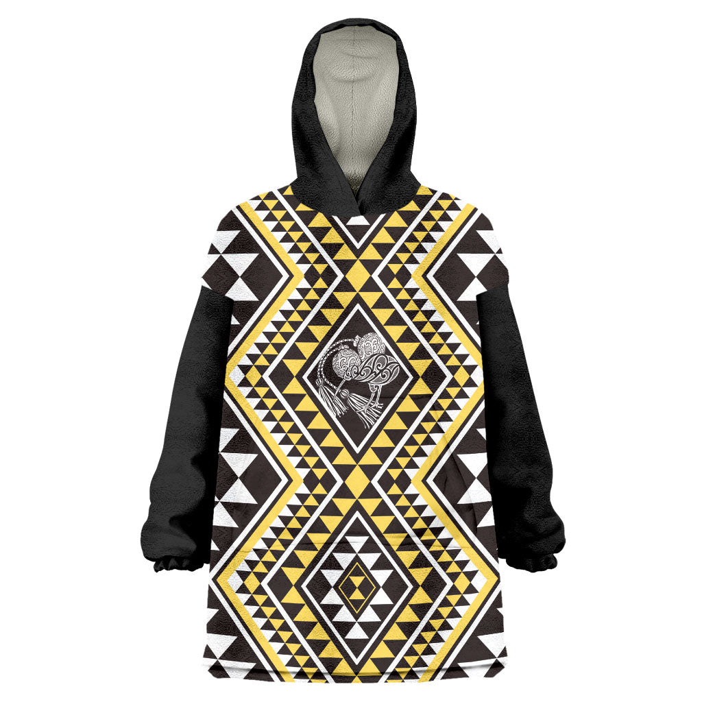 New Zealand Kowhai Taniko Motifs Wearable Blanket Hoodie Maori Poi Dance Costume Inspired