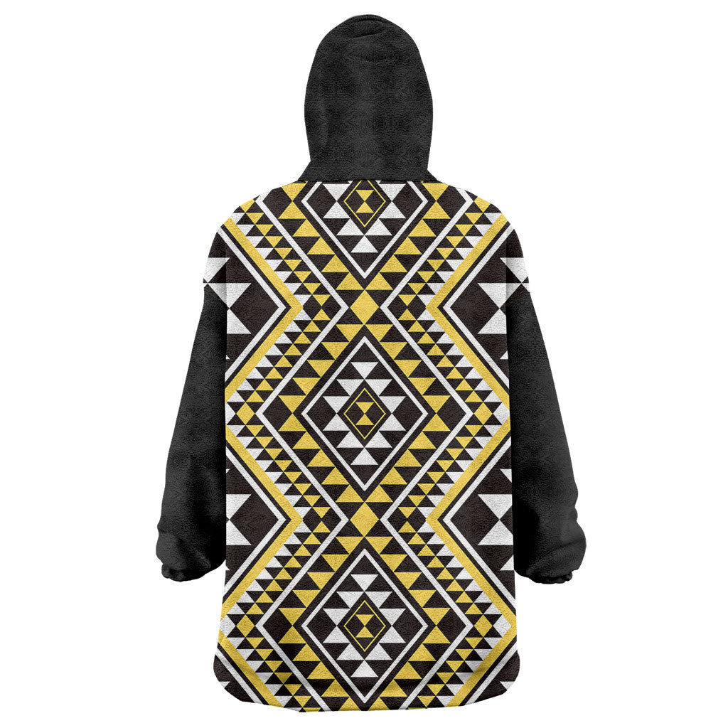 New Zealand Kowhai Taniko Motifs Wearable Blanket Hoodie Maori Poi Dance Costume Inspired