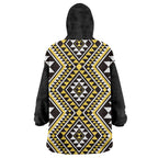 New Zealand Kowhai Taniko Motifs Wearable Blanket Hoodie Maori Poi Dance Costume Inspired