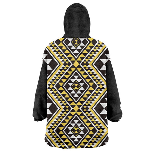 New Zealand Kowhai Taniko Motifs Wearable Blanket Hoodie Maori Poi Dance Costume Inspired