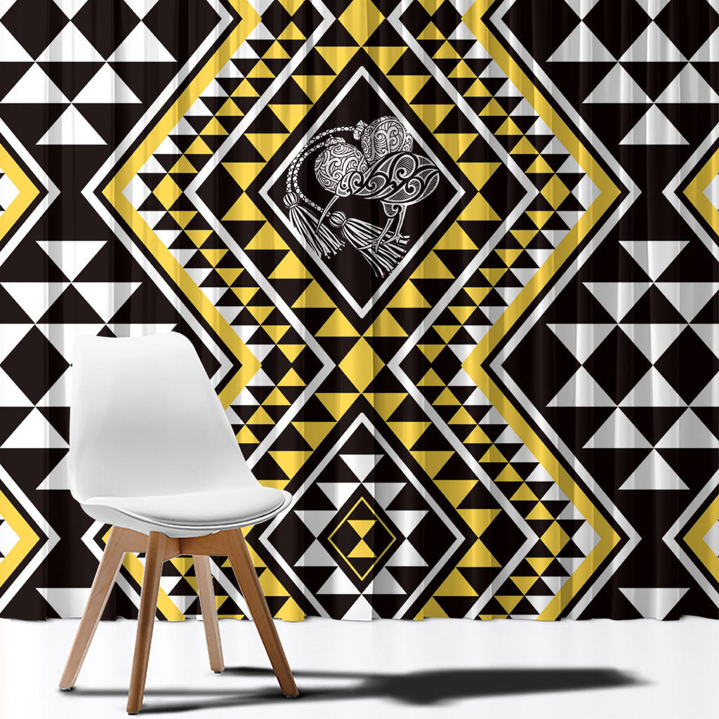 New Zealand Kowhai Taniko Motifs Window Curtain Maori Poi Dance Costume Inspired