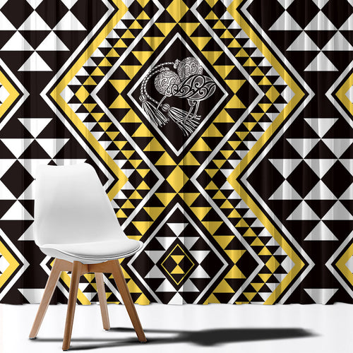 New Zealand Kowhai Taniko Motifs Window Curtain Maori Poi Dance Costume Inspired