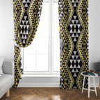 New Zealand Kowhai Taniko Motifs Window Curtain Maori Poi Dance Costume Inspired