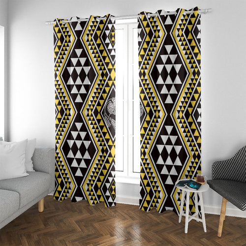 New Zealand Kowhai Taniko Motifs Window Curtain Maori Poi Dance Costume Inspired