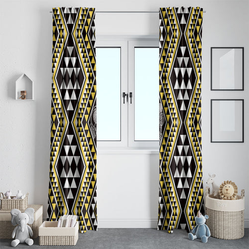 New Zealand Kowhai Taniko Motifs Window Curtain Maori Poi Dance Costume Inspired