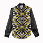New Zealand Kowhai Taniko Motifs Women Casual Shirt Maori Poi Dance Costume Inspired