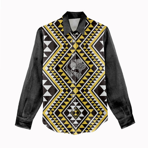 New Zealand Kowhai Taniko Motifs Women Casual Shirt Maori Poi Dance Costume Inspired