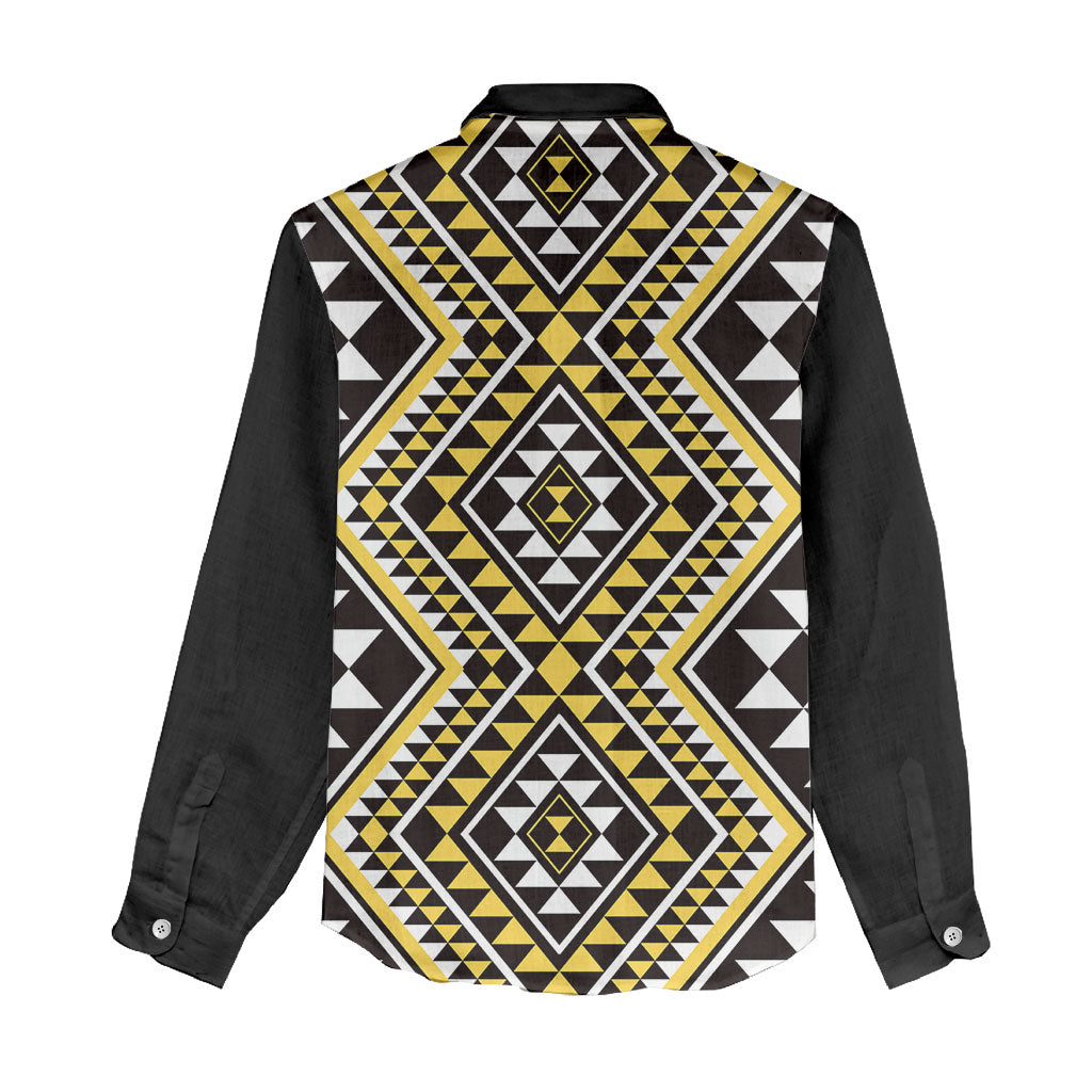 New Zealand Kowhai Taniko Motifs Women Casual Shirt Maori Poi Dance Costume Inspired
