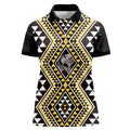 New Zealand Kowhai Taniko Motifs Women Polo Shirt Maori Poi Dance Costume Inspired