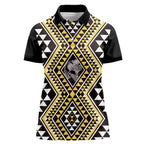 New Zealand Kowhai Taniko Motifs Women Polo Shirt Maori Poi Dance Costume Inspired