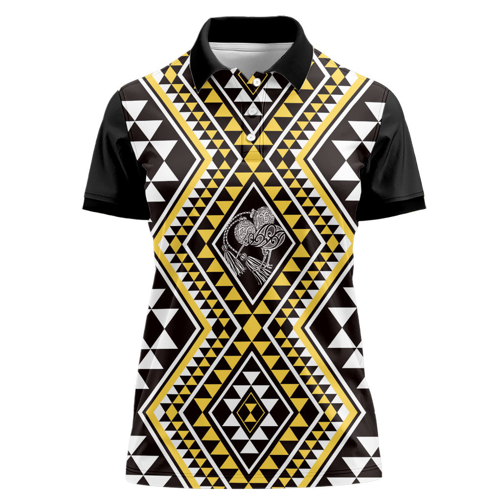 New Zealand Kowhai Taniko Motifs Women Polo Shirt Maori Poi Dance Costume Inspired