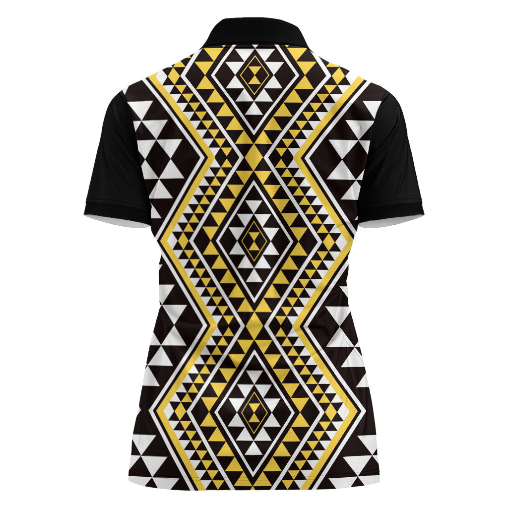 New Zealand Kowhai Taniko Motifs Women Polo Shirt Maori Poi Dance Costume Inspired