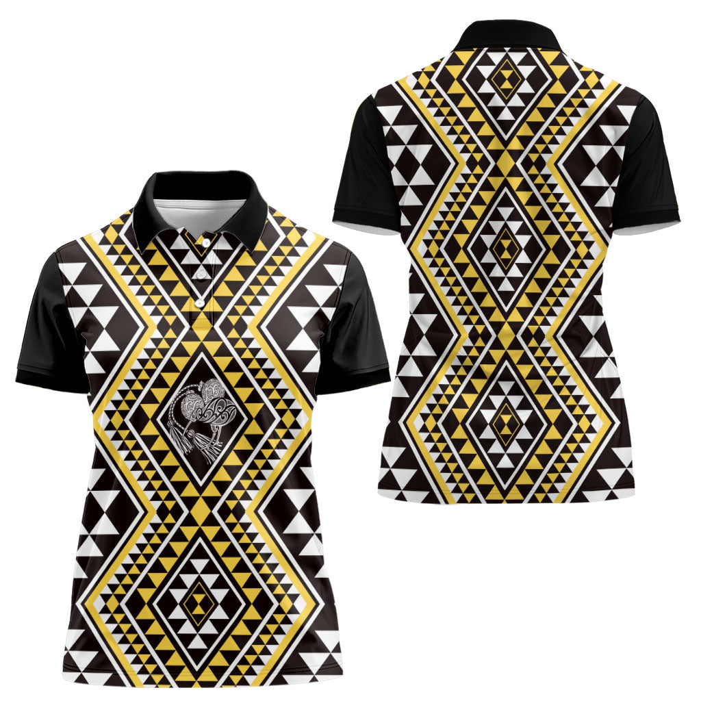 New Zealand Kowhai Taniko Motifs Women Polo Shirt Maori Poi Dance Costume Inspired