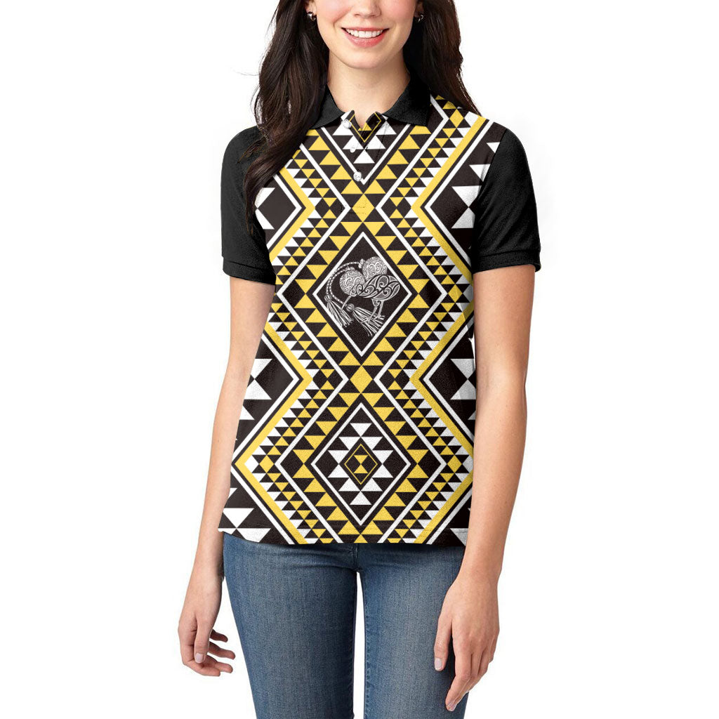 New Zealand Kowhai Taniko Motifs Women Polo Shirt Maori Poi Dance Costume Inspired