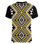 New Zealand Kowhai Taniko Motifs Women V-Neck T-Shirt Maori Poi Dance Costume Inspired