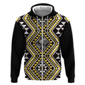 New Zealand Kowhai Taniko Motifs Zip Hoodie Maori Poi Dance Costume Inspired
