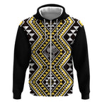 New Zealand Kowhai Taniko Motifs Zip Hoodie Maori Poi Dance Costume Inspired