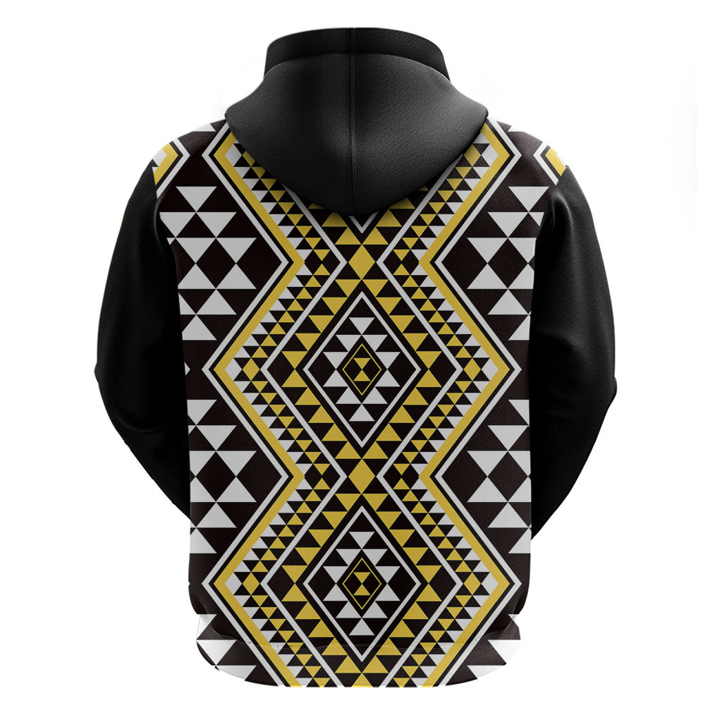 New Zealand Kowhai Taniko Motifs Zip Hoodie Maori Poi Dance Costume Inspired