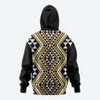 New Zealand Kowhai Taniko Motifs Zip Hoodie Maori Poi Dance Costume Inspired