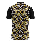New Zealand Kowhai Taniko Motifs Zipper Polo Shirt Maori Poi Dance Costume Inspired