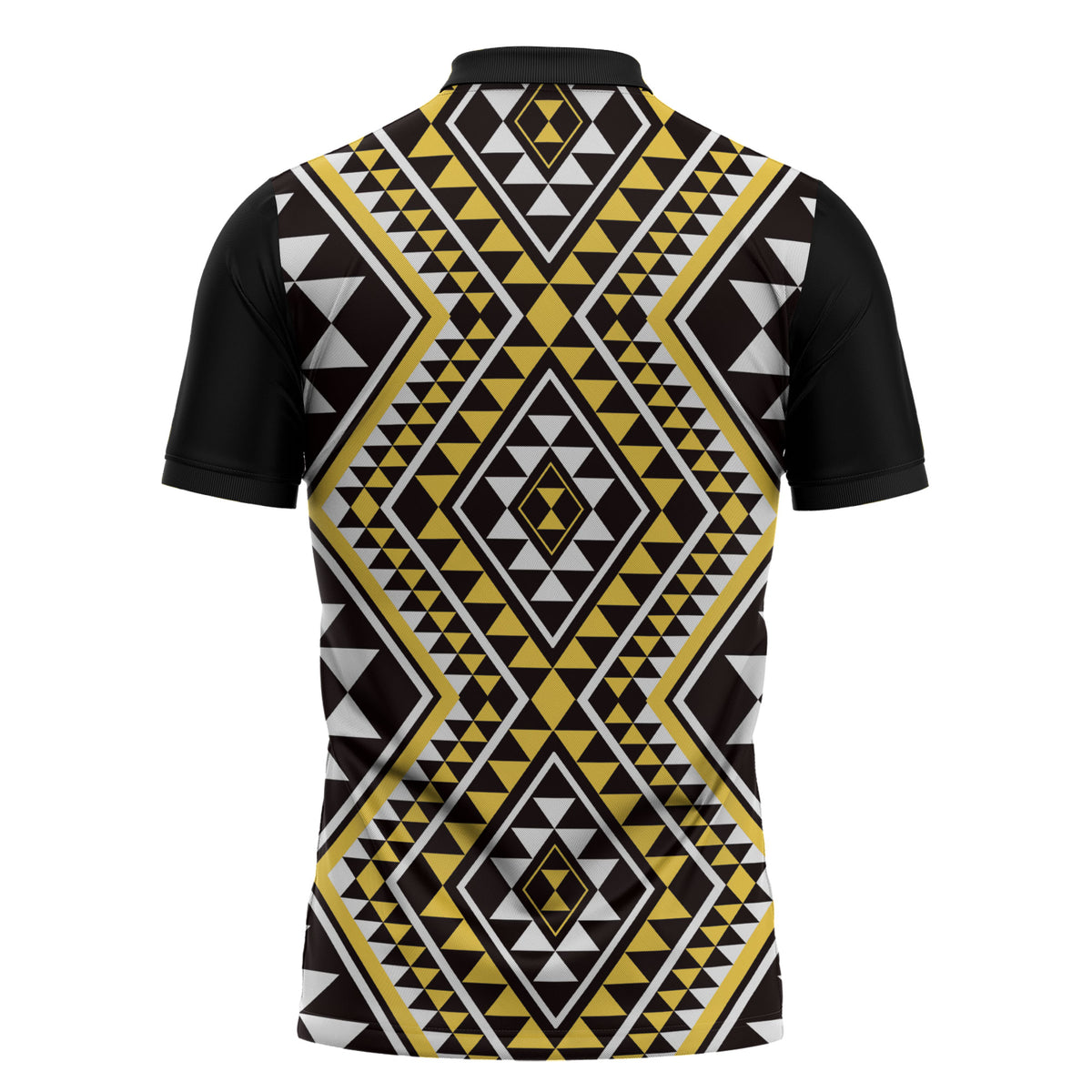 New Zealand Kowhai Taniko Motifs Zipper Polo Shirt Maori Poi Dance Costume Inspired