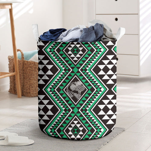 New Zealand Kakariki Taniko Motifs Laundry Basket Maori Poi Dance Costume Inspired