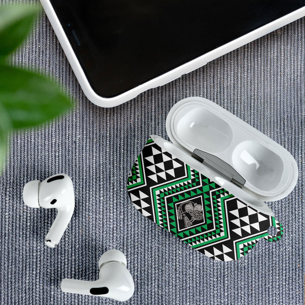 New Zealand Kakariki Taniko Motifs AirPods Case Maori Poi Dance Costume Inspired