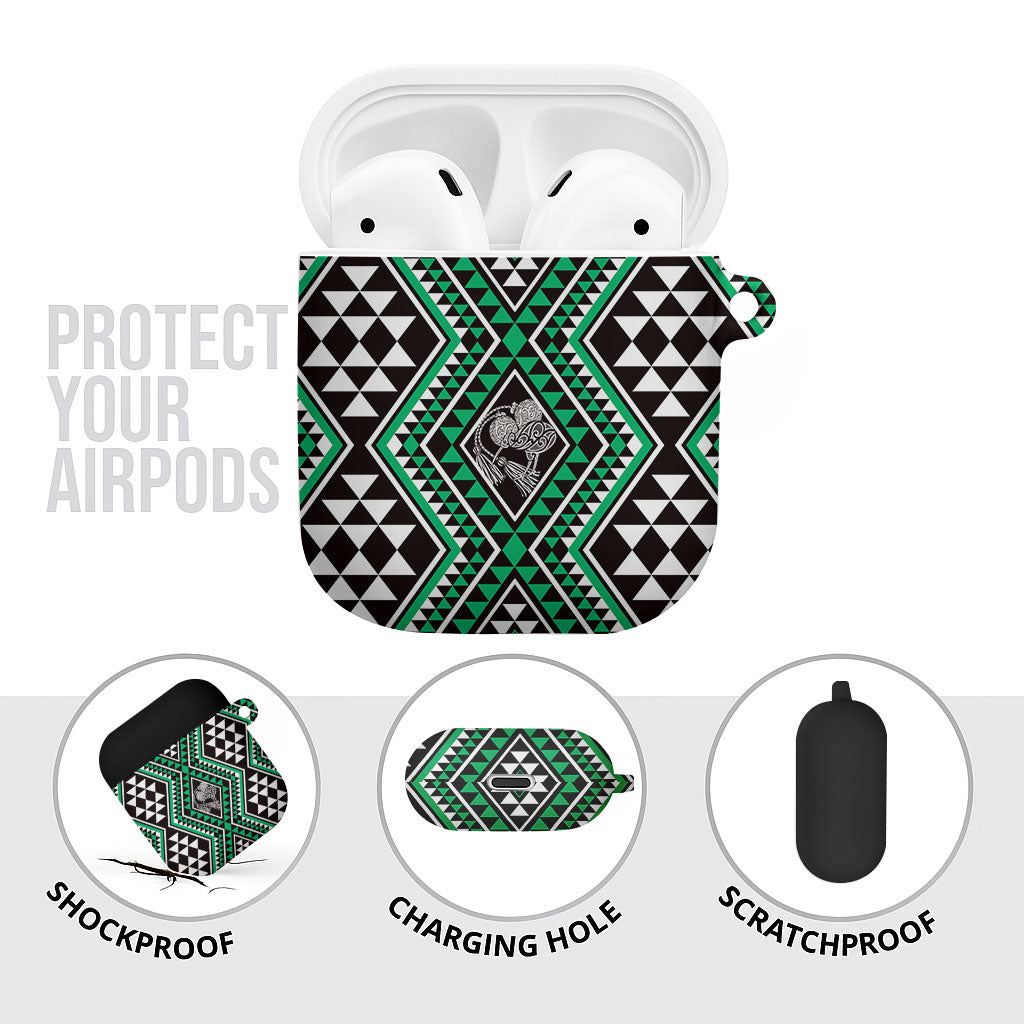 New Zealand Kakariki Taniko Motifs AirPods Case Maori Poi Dance Costume Inspired