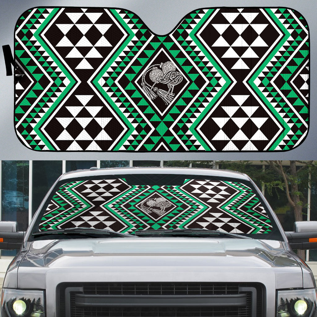 New Zealand Kakariki Taniko Motifs Auto Sun Shade Maori Poi Dance Costume Inspired