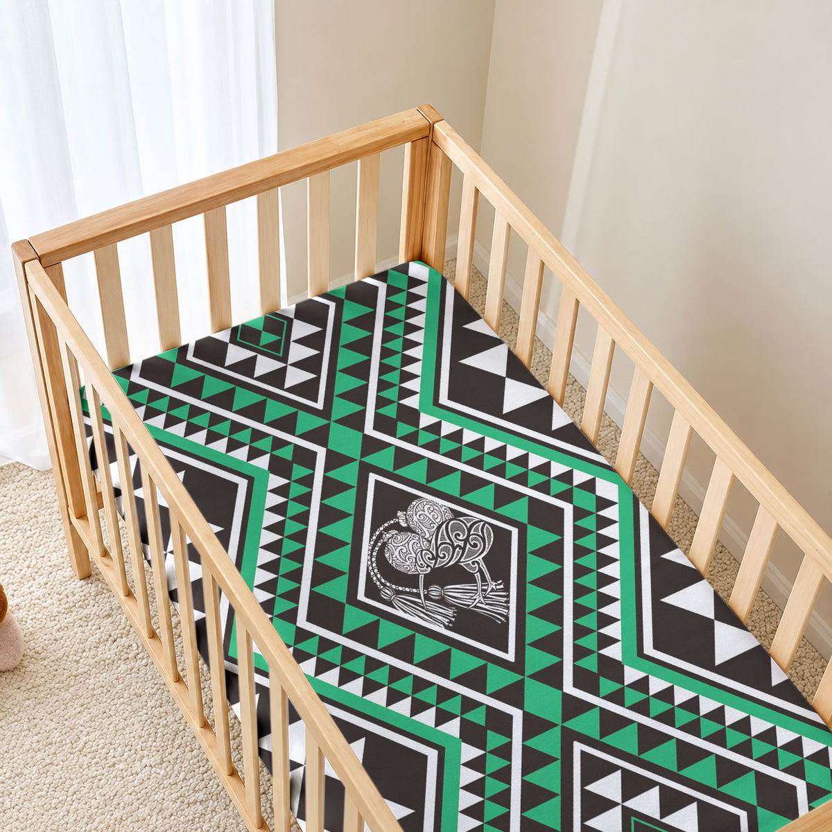 New Zealand Kakariki Taniko Motifs Baby Bed Cover Maori Poi Dance Costume Inspired