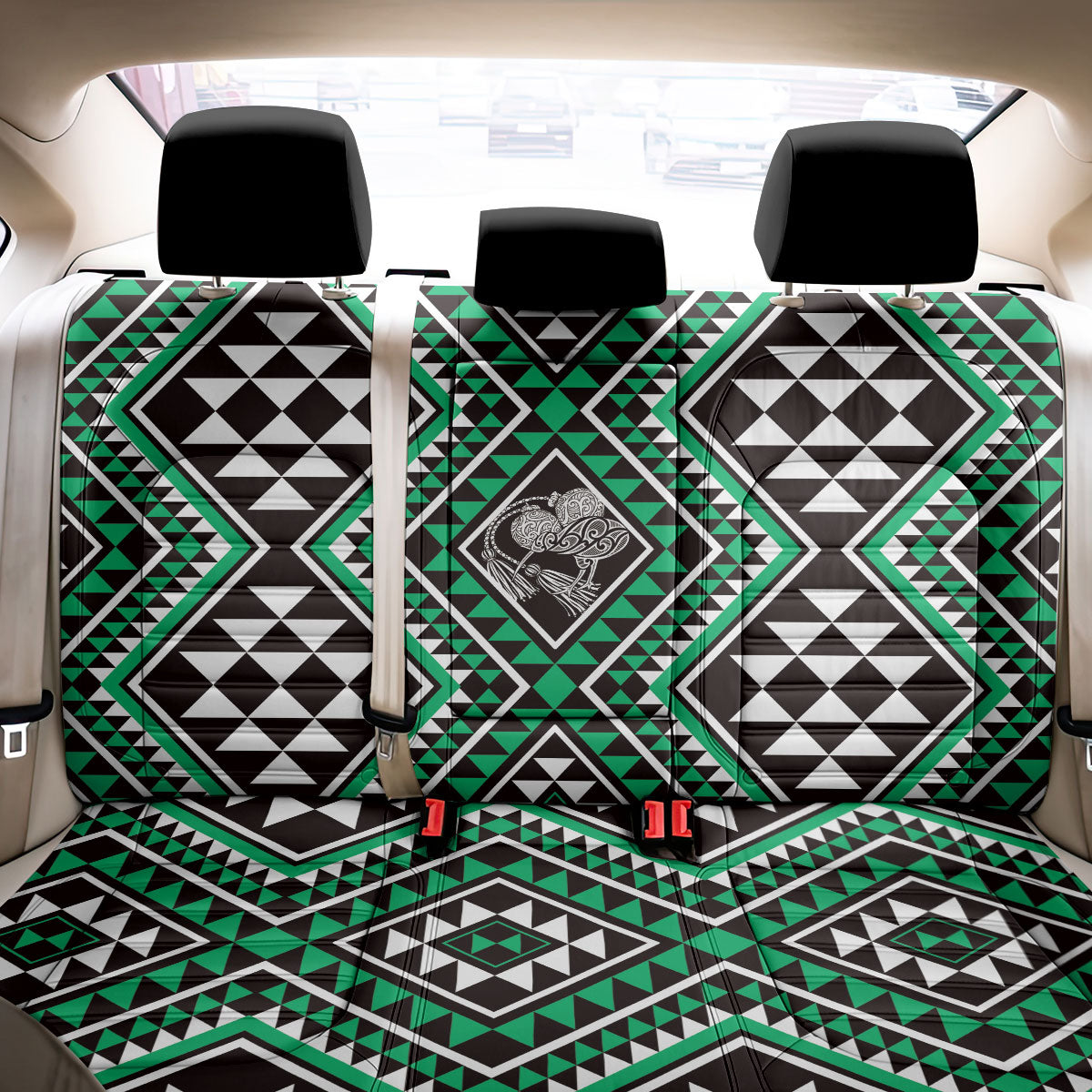 New Zealand Kakariki Taniko Motifs Back Car Seat Cover Maori Poi Dance Costume Inspired