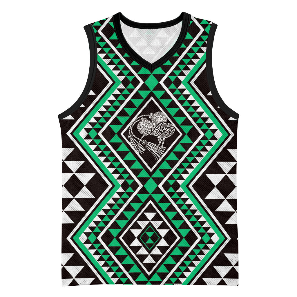 New Zealand Kakariki Taniko Motifs Basketball Jersey Maori Poi Dance Costume Inspired