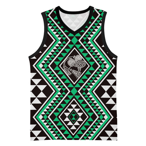 New Zealand Kakariki Taniko Motifs Basketball Jersey Maori Poi Dance Costume Inspired