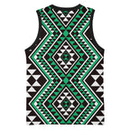 New Zealand Kakariki Taniko Motifs Basketball Jersey Maori Poi Dance Costume Inspired