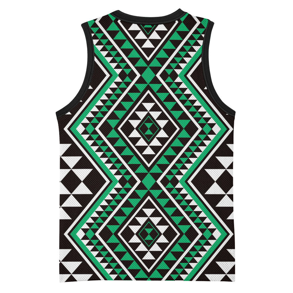 New Zealand Kakariki Taniko Motifs Basketball Jersey Maori Poi Dance Costume Inspired