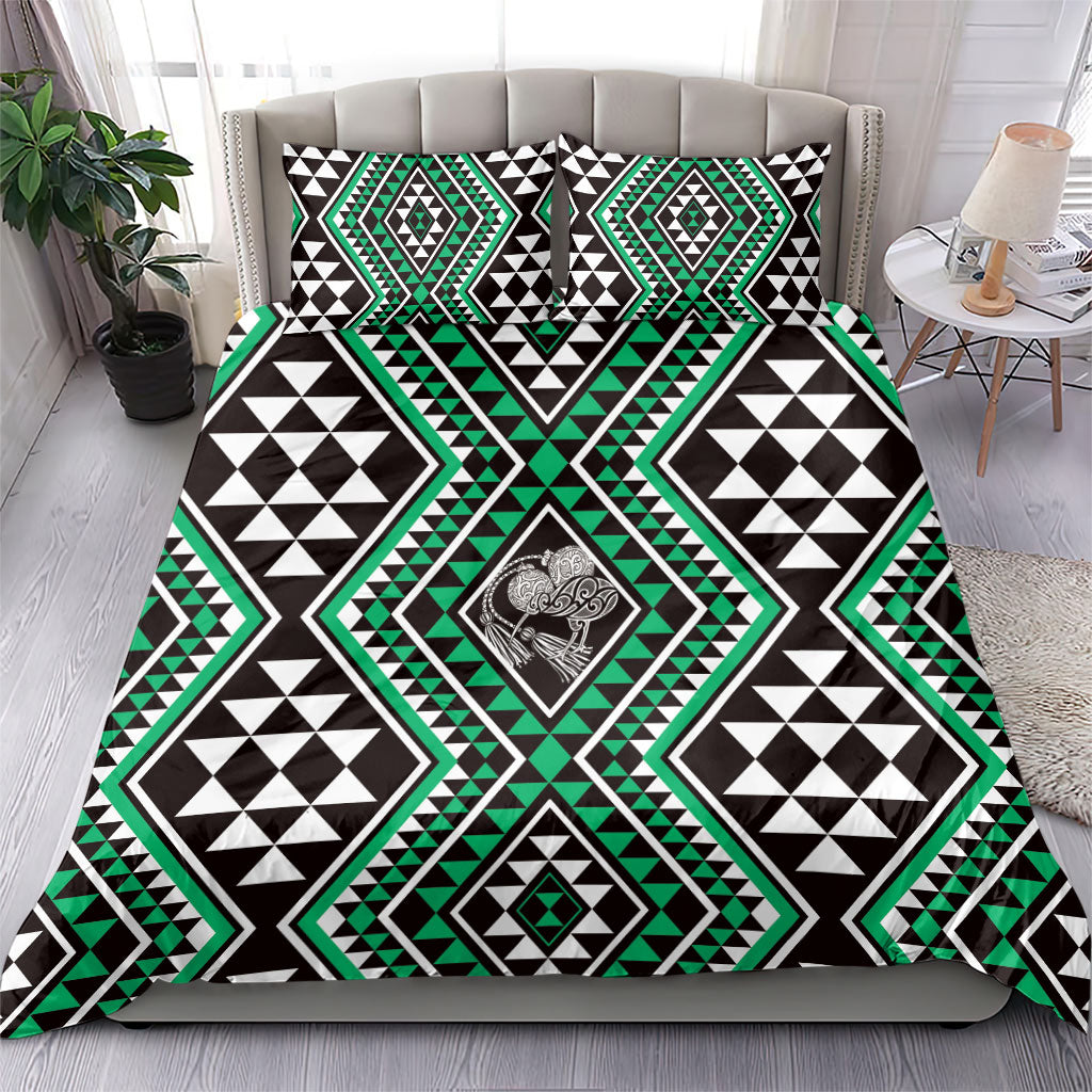 New Zealand Kakariki Taniko Motifs Bedding Set Maori Poi Dance Costume Inspired