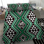 New Zealand Kakariki Taniko Motifs Bedding Set Maori Poi Dance Costume Inspired