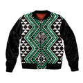 New Zealand Kakariki Taniko Motifs Bomber Jacket Maori Poi Dance Costume Inspired