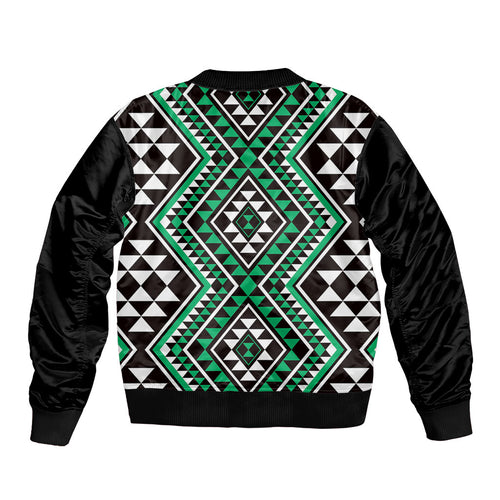 New Zealand Kakariki Taniko Motifs Bomber Jacket Maori Poi Dance Costume Inspired